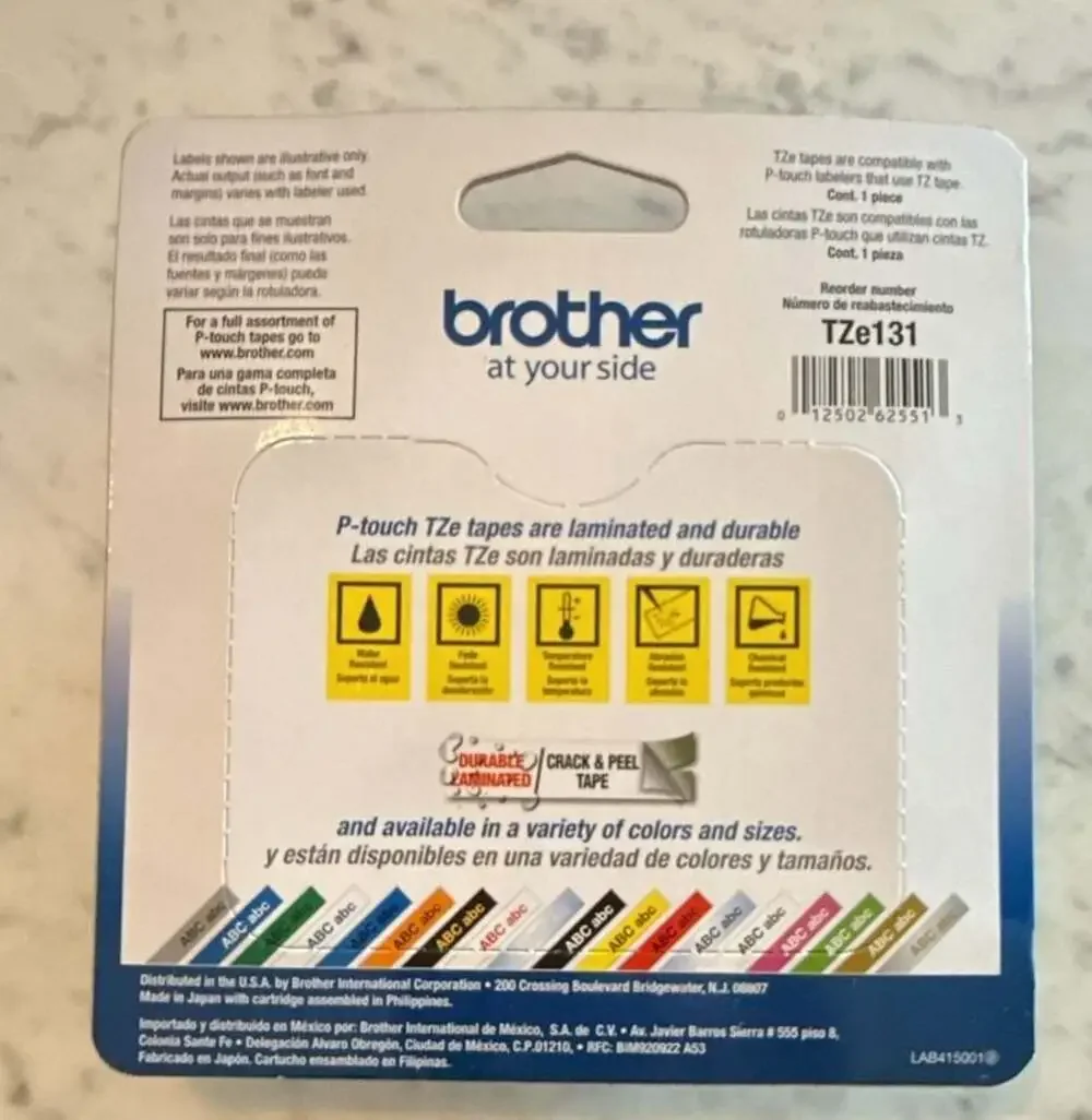 Brother P-Touch TZ Tape 12mm Black on White